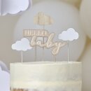 Cake Topper Hello Baby Holz