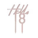 Caketopper HELLO 18 Acryl ros&eacute;gold