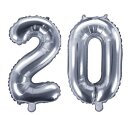 Folienballon ZAHL 20 Silber 86cm