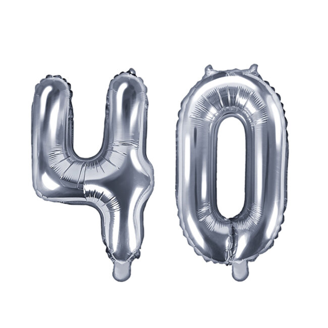Folienballon ZAHL 40 Silber 86cm