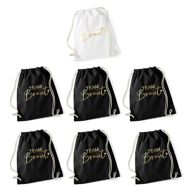 JGA Turnbeutel Set Braut gold 7tlg.
