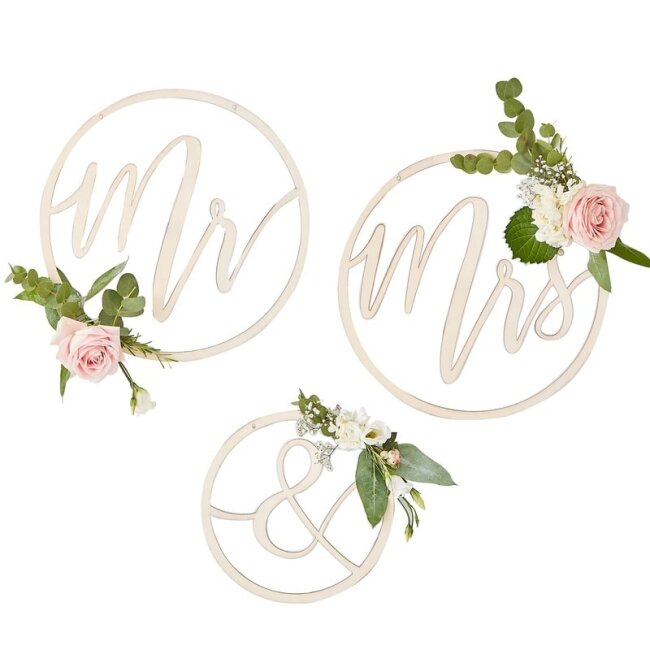 MR &amp; MRS Hochzeitsdeko aus Holz