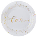 Pappteller LOVE weiss-gold 10 Stk.