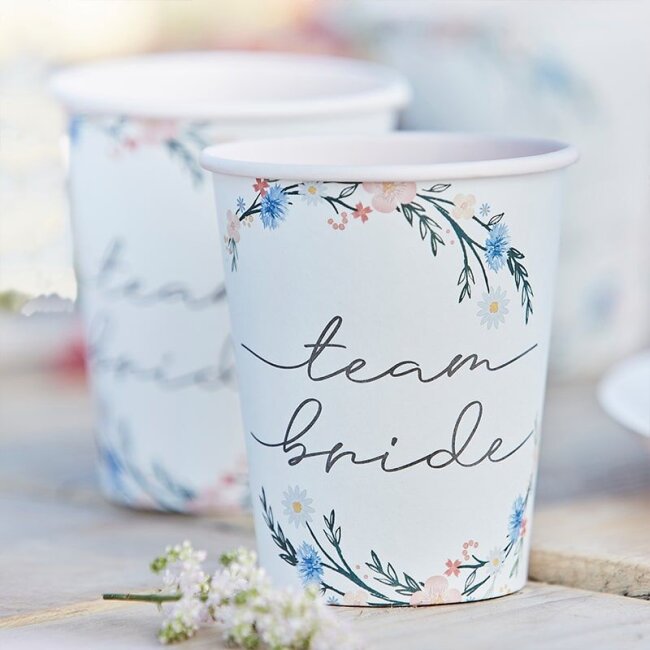 Partybecher Team Bride Boho Flower