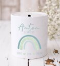 Spardose Regenbogen gr&uuml;n personalisiert