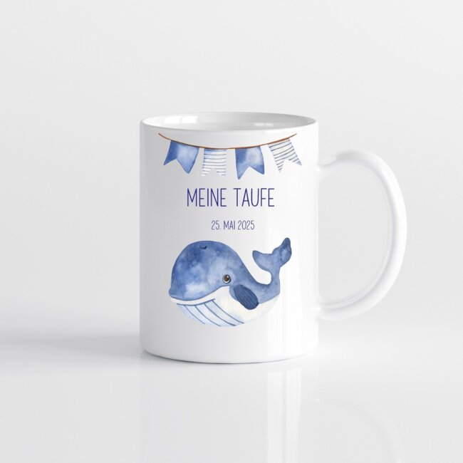 Tasse Meine Taufe Wal personalisiert
