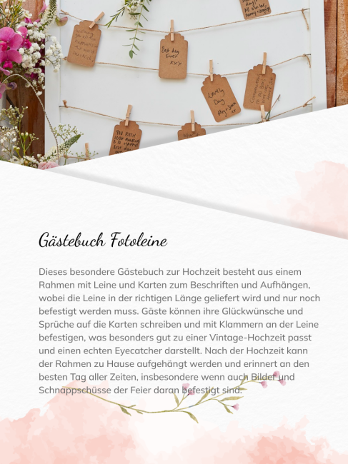 G&auml;stebuch Rahmen mit Leine &amp; Anh&auml;nger
